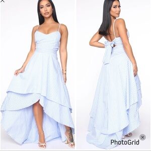 GORGEOUS 💕 Blue White Stripe Hi Lo Dress  - SMALL